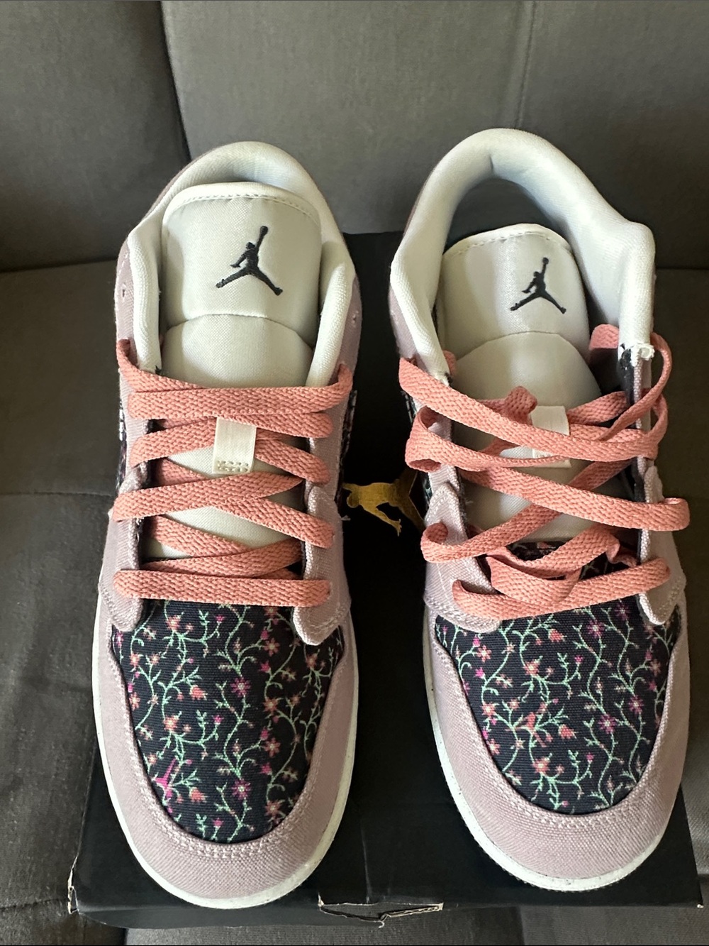 Jordan Kids Floral Pink & Black Sneakers